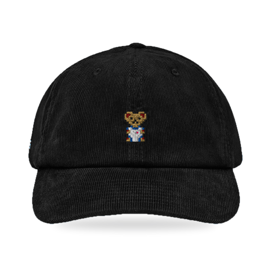 Pixel Bär "Zuffi" – Bestickte Cord Cap · Schwarz · front