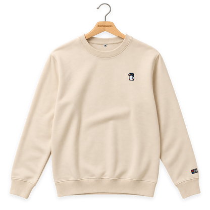 Pixel Pinguin – Bestickter Bio Pullover · Beige · Bügel A · Bügel V5