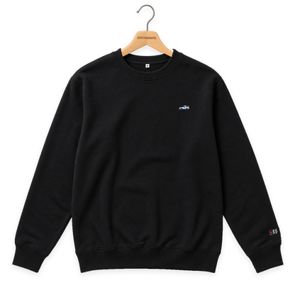Pixel Sportwagen weiß – Bestickter Bio Pullover · Schwarz · Bügel A · Bügel V5