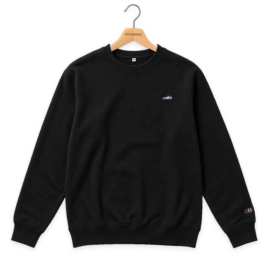 Pixel Sportwagen weiß – Bestickter Bio Pullover · Schwarz · Bügel A · Bügel V5