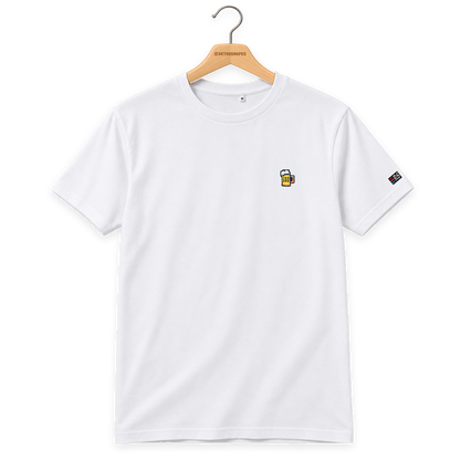 Pixel Bier – Besticktes Bio T-Shirt · Weiß · Bügel A · Bügel V5