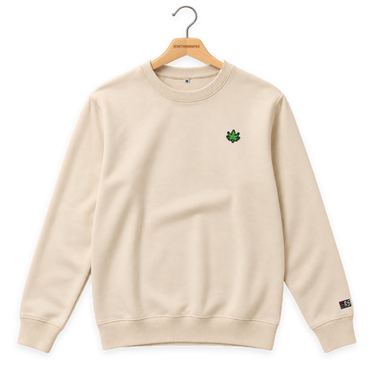 Pixel Cannabis – Bestickter Bio Pullover · Beige · Bügel A · Bügel V5