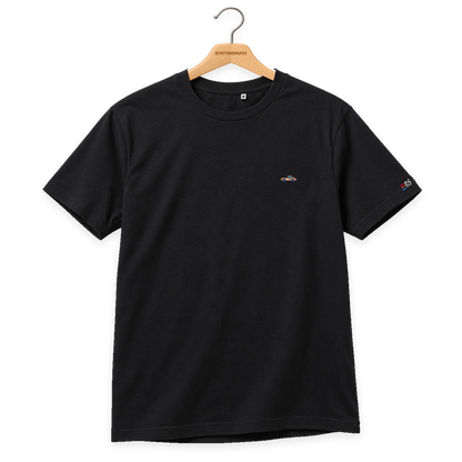 Pixel Sportwagen braun – Besticktes Bio T-Shirt · Schwarz · Bügel A · Bügel V5