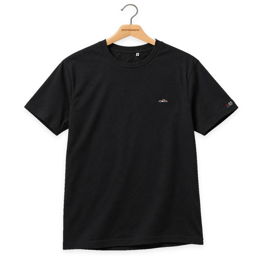 Pixel Sportwagen braun – Besticktes Bio T-Shirt · Schwarz · Bügel A · Bügel V5