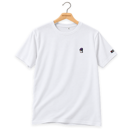Pixel Pinguin Mit Zauberhut – Besticktes Bio T-Shirt · Weiß · Bügel B · Bügel V5