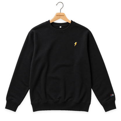 Pixel Blitz – Bestickter Bio Pullover Schwarz · Schwarz · Bügel A · Bügel V5