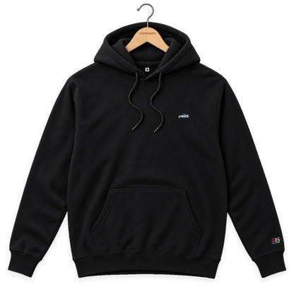 Pixel Sportwagen weiß – Bestickter Bio Hoodie · Schwarz · Bügel A · Bügel V5