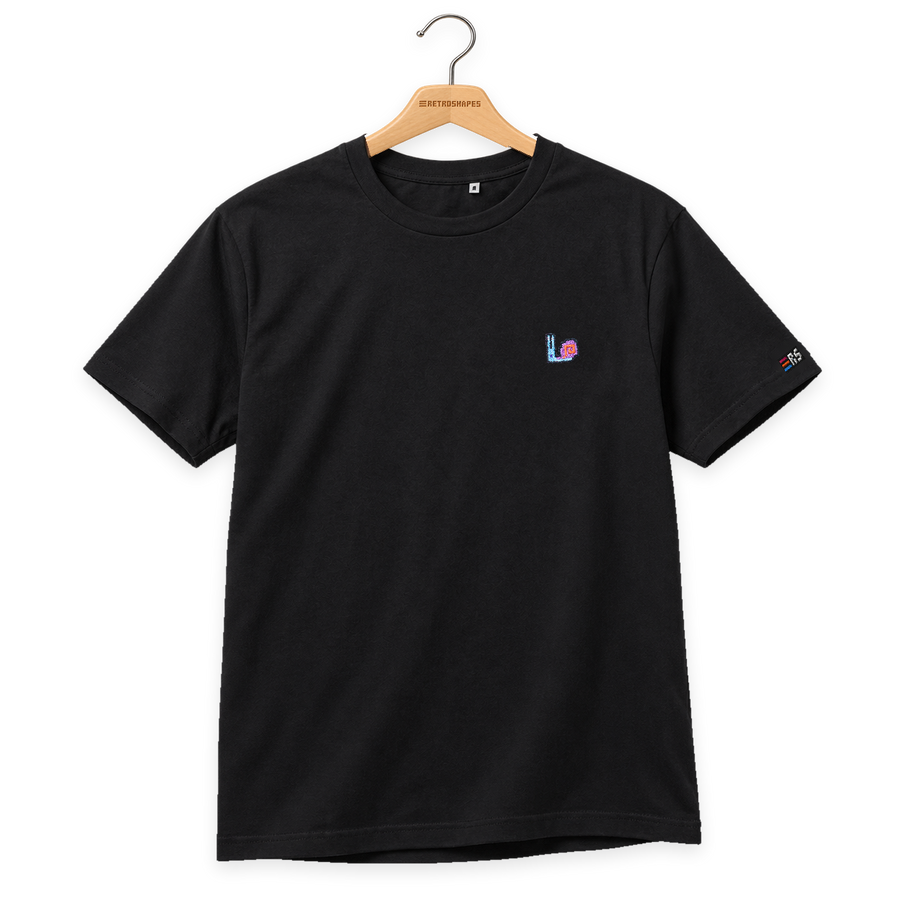 Pixel Schnecke – Besticktes Bio T-Shirt · Schwarz · Bügel A · Bügel V5