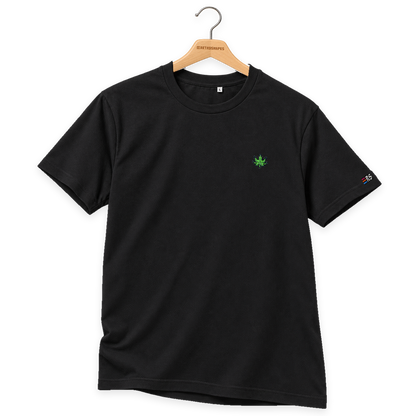 Pixel Cannabis – Besticktes Bio T-Shirt · Schwarz · Bügel B · Bügel V5