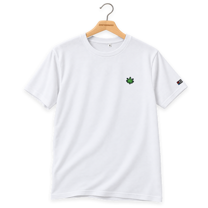 Pixel Cannabis – Besticktes Bio T-Shirt · Weiß · Bügel B · Bügel V5