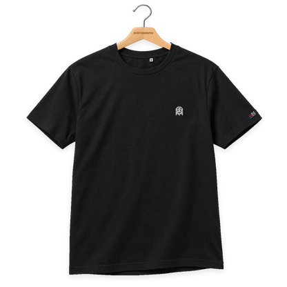 Pixel Geist – Besticktes Bio T-Shirt · Schwarz · Bügel A · Bügel V5