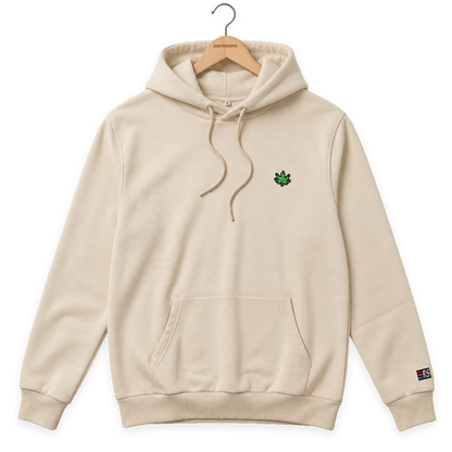 Pixel Cannabis – Bestickter Bio Hoodie · Beige · Bügel A · Bügel V5