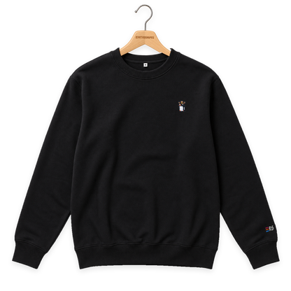Pixel Pinguin Mit Cowboyhut – Bestickter Bio Pullover · Schwarz · Bügel A · Bügel V5