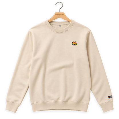 Pixel Alien Orange – Bestickter Bio Pullover · Beige · Bügel A · Bügel V5