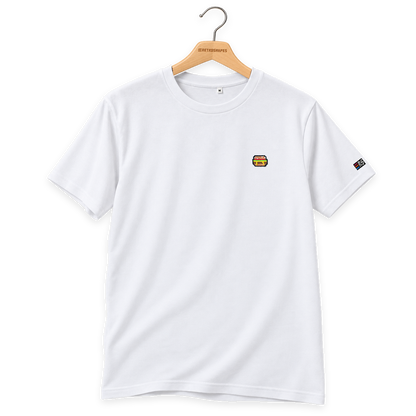 Pixel Burger – Besticktes Bio T-Shirt · Weiß · Bügel B · Bügel V5