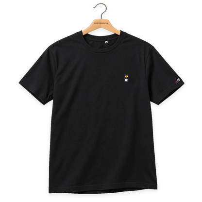 Pixel Pinguin Mit Krone – Besticktes Bio T-Shirt · Schwarz · Bügel A · Bügel V5