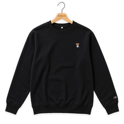Pixel Bär "Zuffi" – Bestickter Bio Pullover · Schwarz · Bügel A · Bügel V5