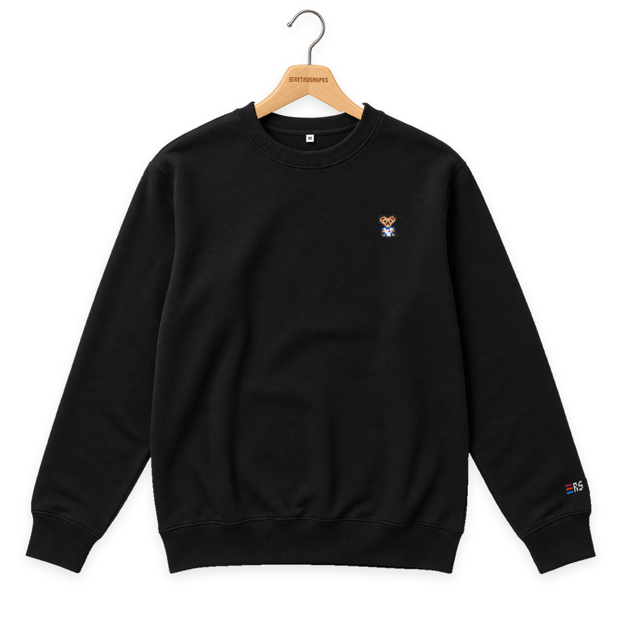 Pixel Bär "Zuffi" – Bestickter Bio Pullover · Schwarz · Bügel A · Bügel V5