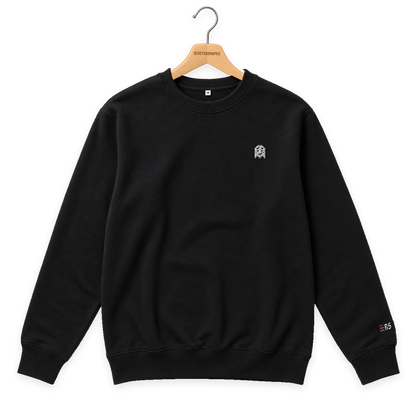 Pixel Geist – Bestickter Bio Pullover · Schwarz · Bügel A · Bügel V5