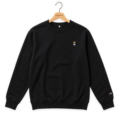 Pixel Pinguin Mit Krone – Bestickter Bio Pullover · Schwarz · Bügel A · Bügel V5