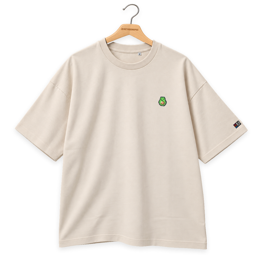 Pixel Avocado – Besticktes Bio Oversized T-Shirt · Beige · Bügel B · Bügel V6