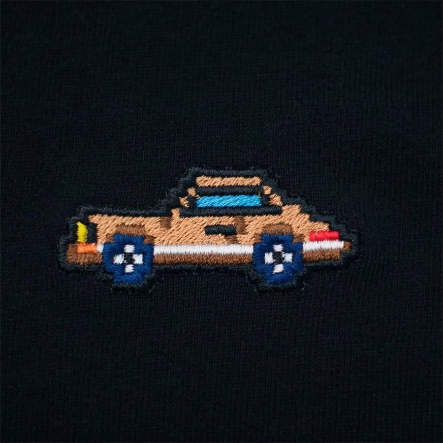 Pixel Sportwagen braun – Bestickter Bio Hoodie — Zweites Produktbild