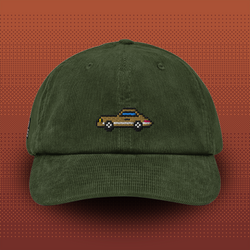 Brown Pixel Sports Car – Embroidered Corduroy Cap // No. 018