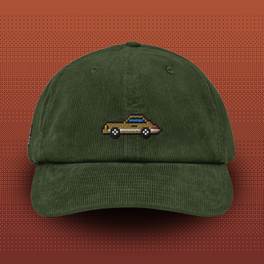Pixel Sportwagen braun – Bestickte Cord Cap