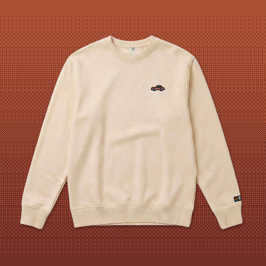 Pixel Sportwagen braun – Bestickter Bio Pullover