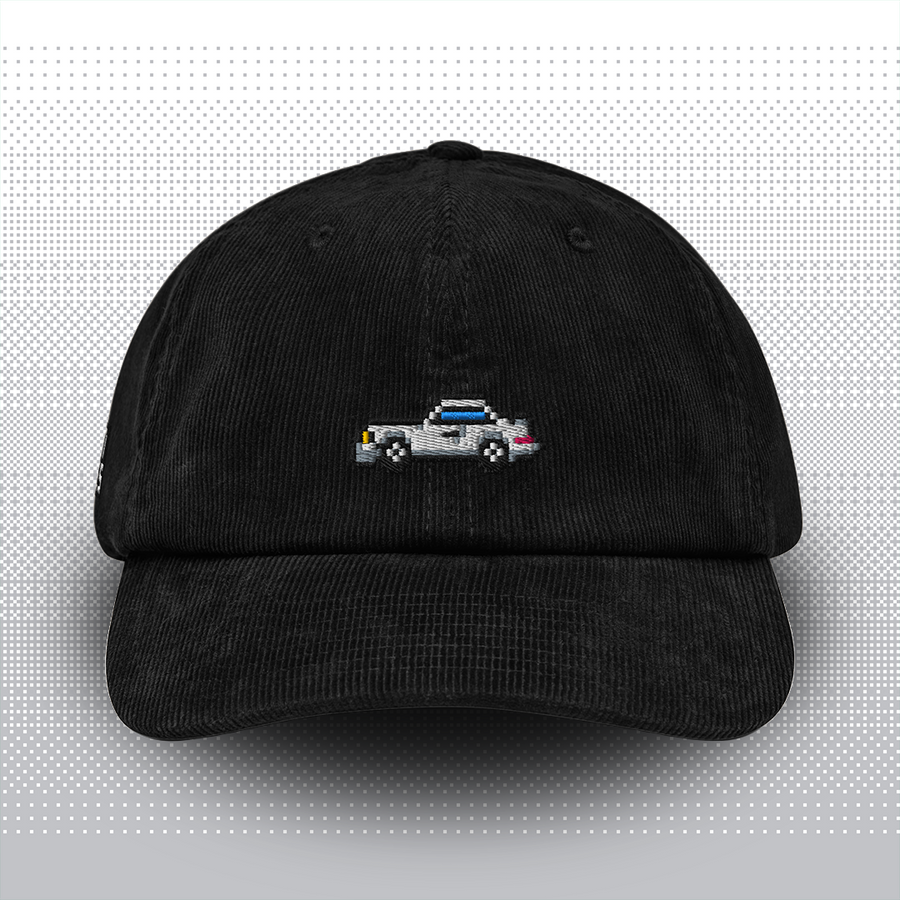 Pixel Sportwagen weiß – Bestickte Cord Cap