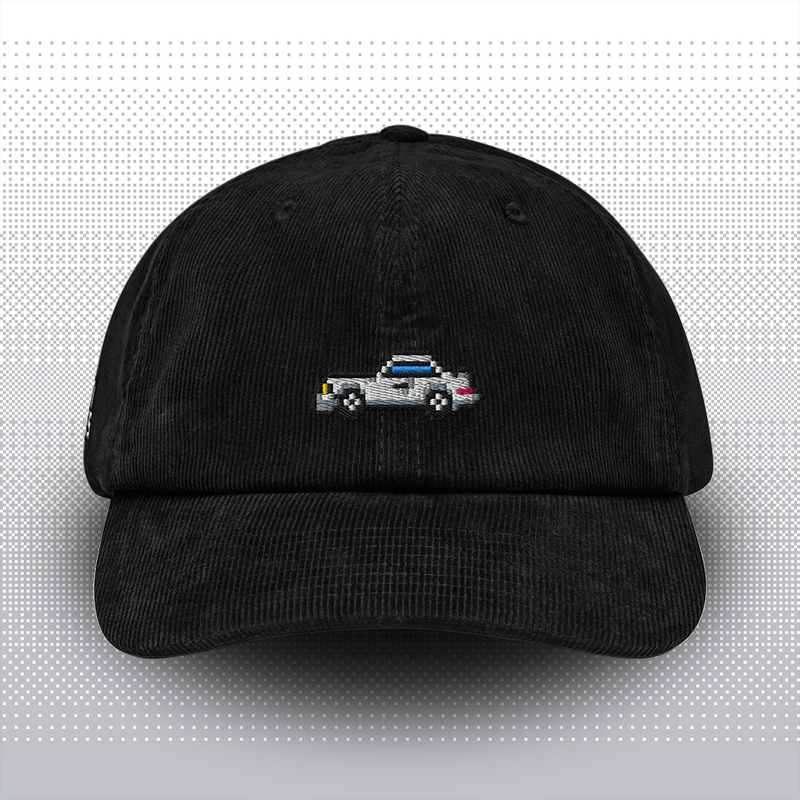 Pixel Sportwagen weiß – Bestickte Cord Cap // No. 018