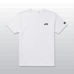 White Pixel Sports Car – Embroidered Organic T-Shirt // No. 018