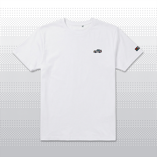 Pixel Sports Car – Embroidered Organic T-Shirt // No. 018 