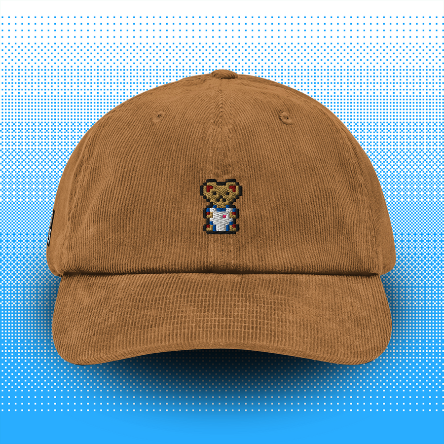 Pixel Bär "Zuffi" – Bestickte Cord Cap